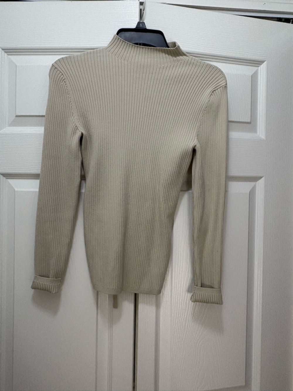 Babaton Cream Ribbed Mock Neck Sweater
